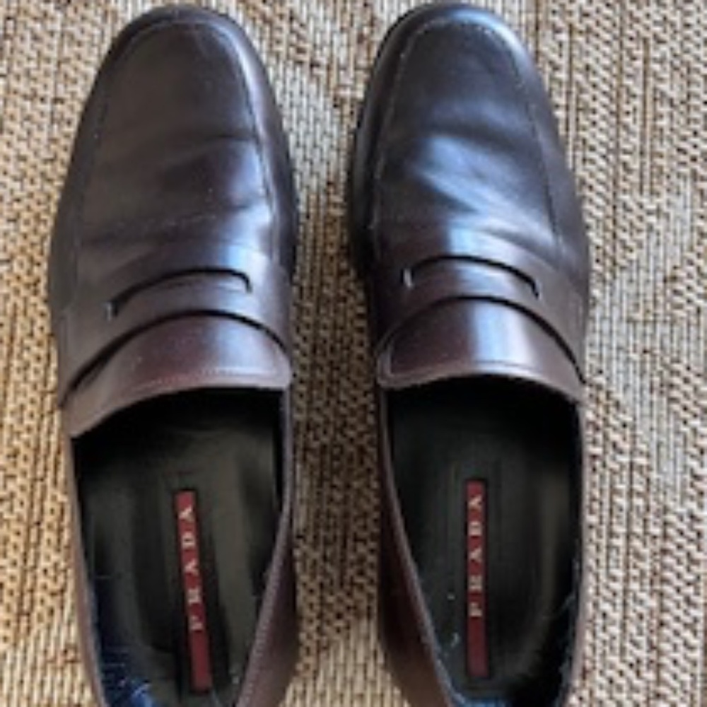Men's Prada Loafers - Dark Brown Leather